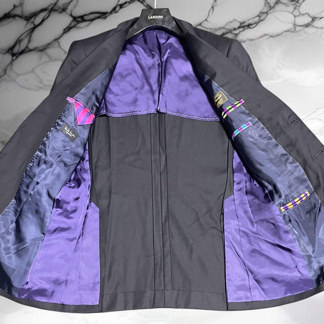 【ポールスミス】美品 高級 ロロピアーナ生地 130's ブラックフォーマル