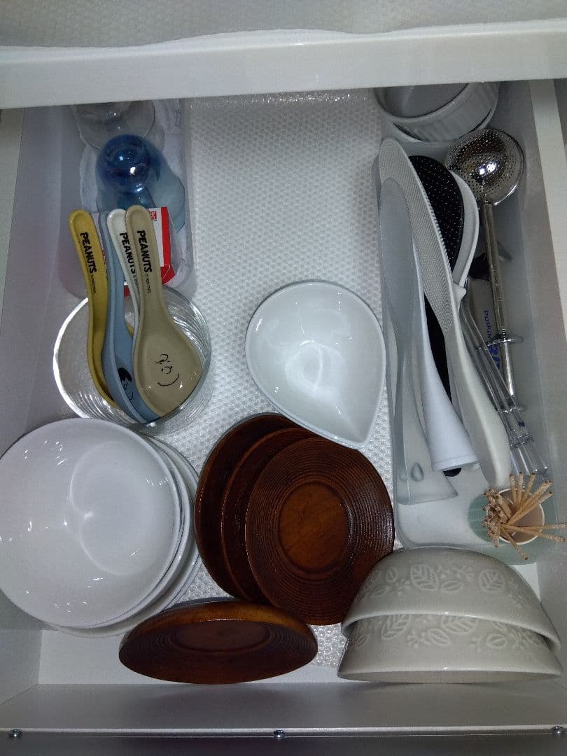 ホワイト キッチンカウンター 引き出し4つ