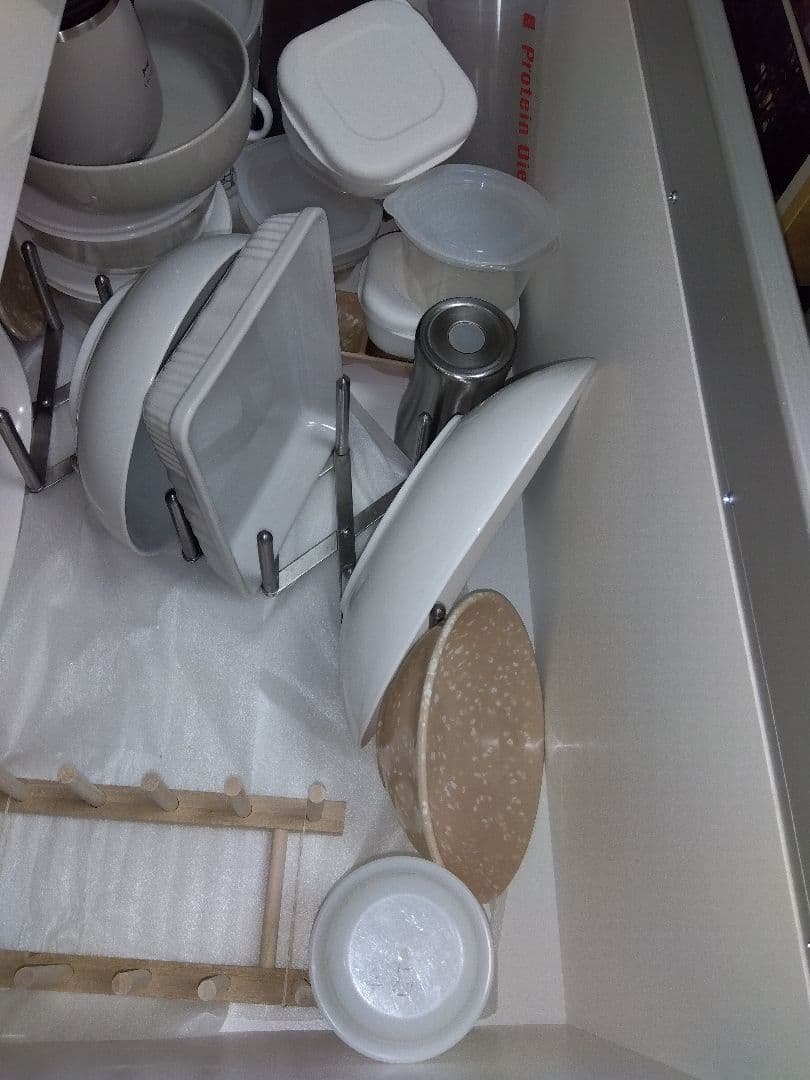 ホワイト キッチンカウンター 引き出し4つ