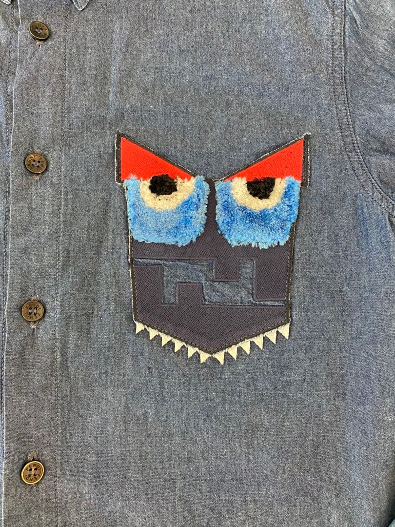 売り切りたいのでお値下げ12y 150cm Fendi デニムブルー 長袖シャツ