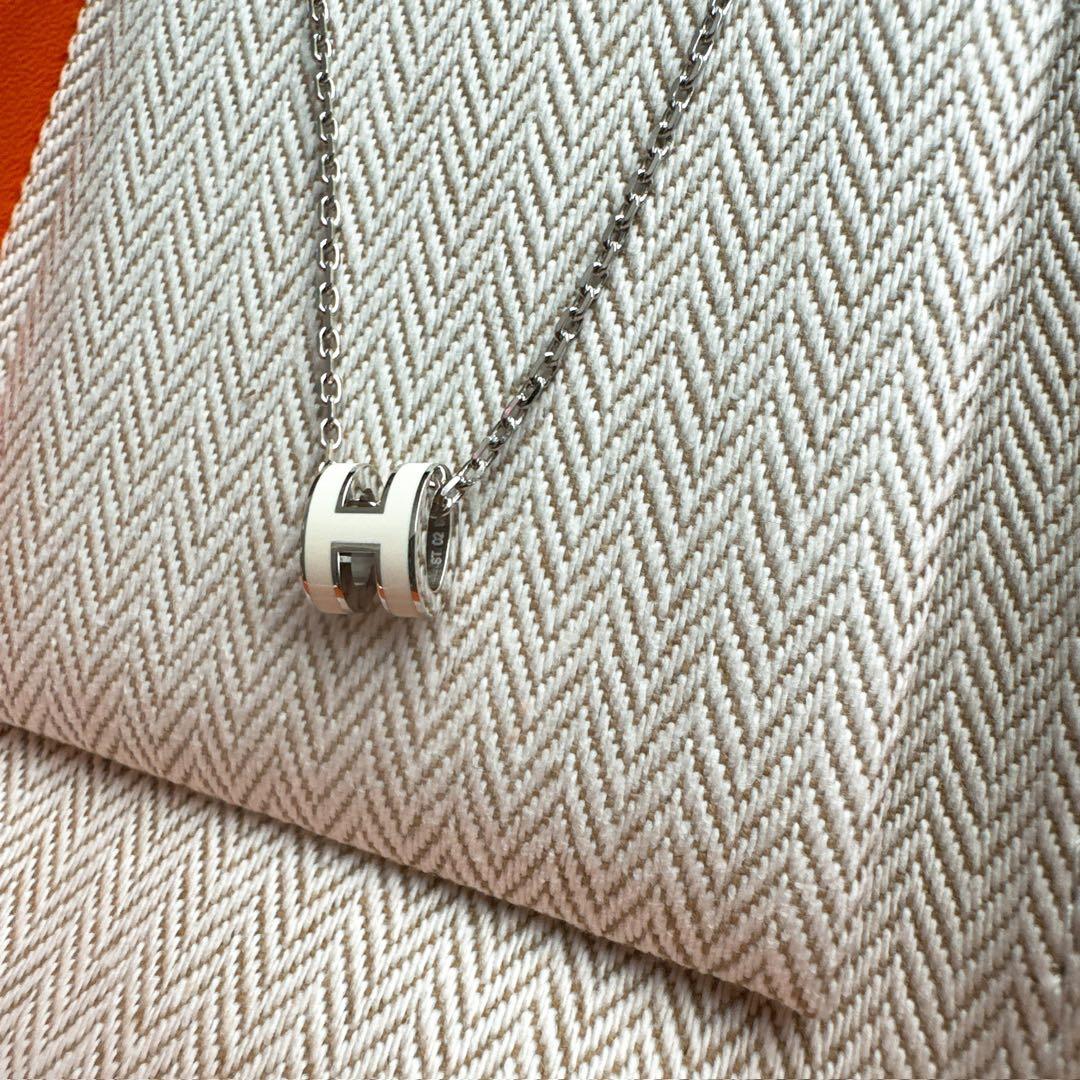 新品未使用　HERMES　ポップH ミニ　ネックレス　ホワイト×シルバー