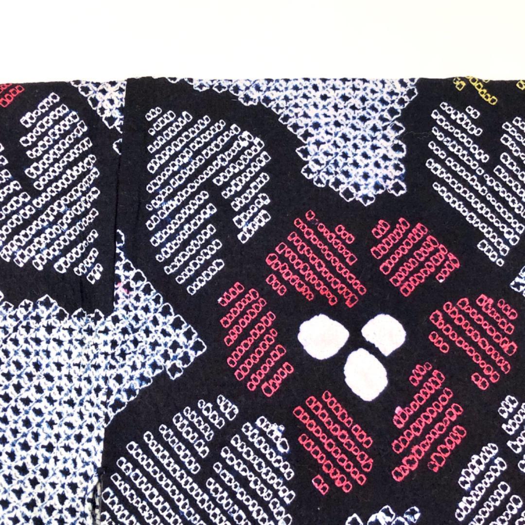 ☆ 夏着物 浴衣 有松鳴海本絞り 花柄模様 濃紺色 K-5090