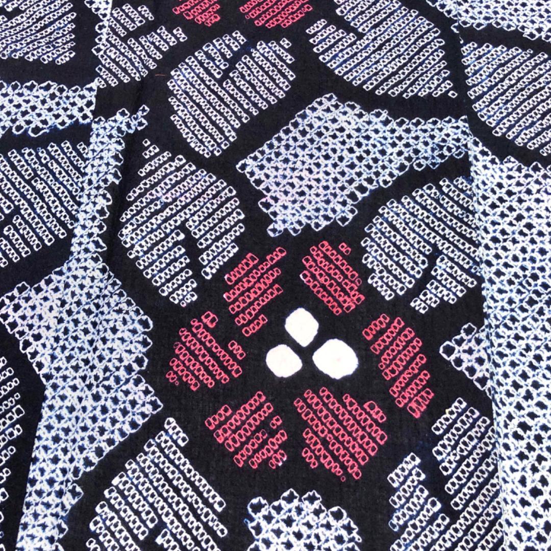 ☆ 夏着物 浴衣 有松鳴海本絞り 花柄模様 濃紺色 K-5090