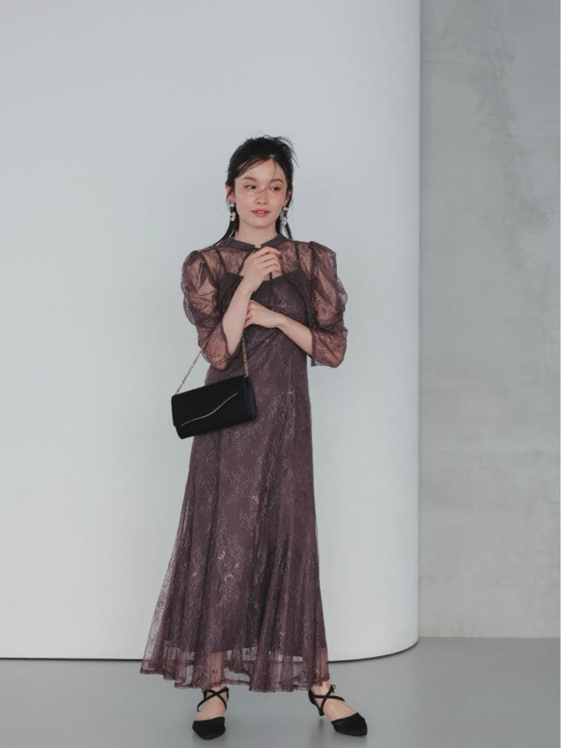 Dorry Doll ボレロレイヤーレースドレス　チャコールグレー　結婚式