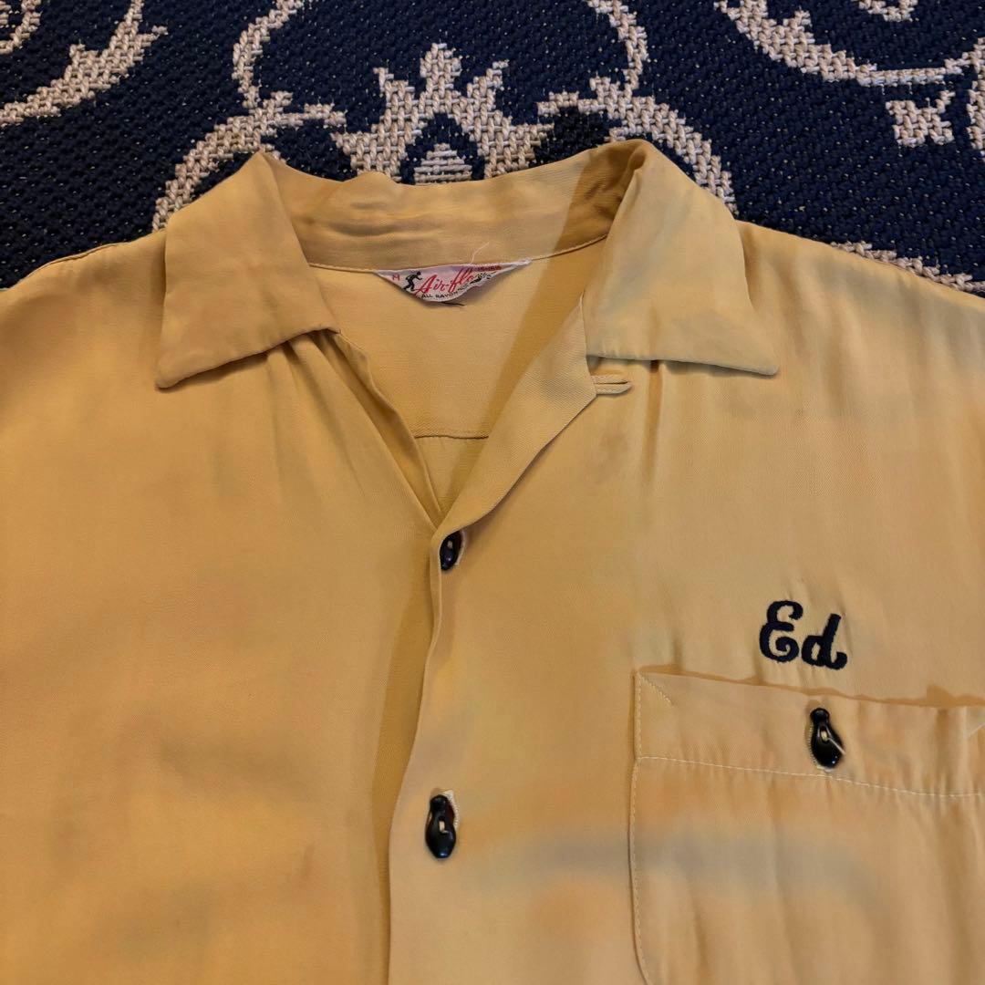 【vintage】60s ボーリング レーヨン シャツ Hilton フロッキー