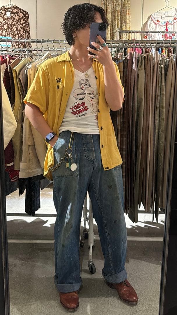 【vintage】60s ボーリング レーヨン シャツ Hilton フロッキー