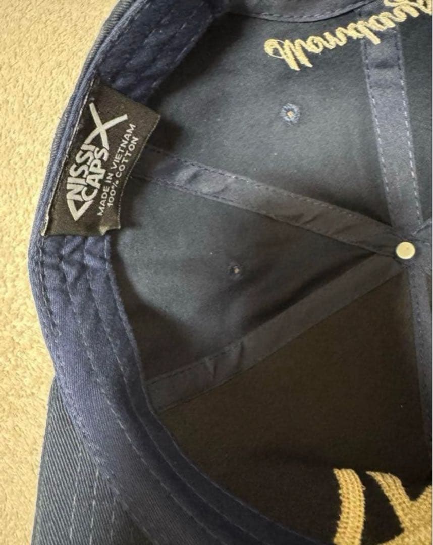 monday suck キャップ ネイビー　ダメージ加工