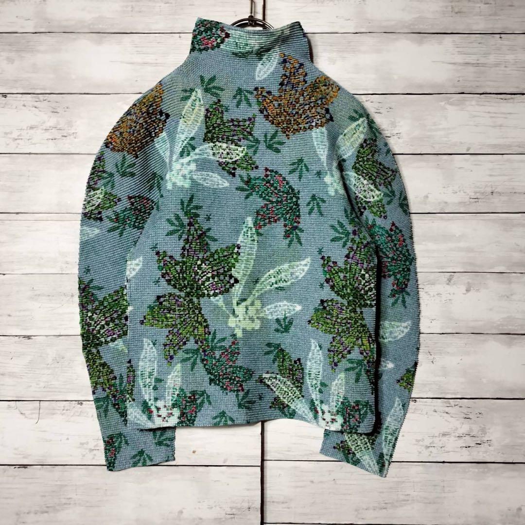 me by ISSEY MIYAKEハイネックカットソー リーフプリーツプリーズ