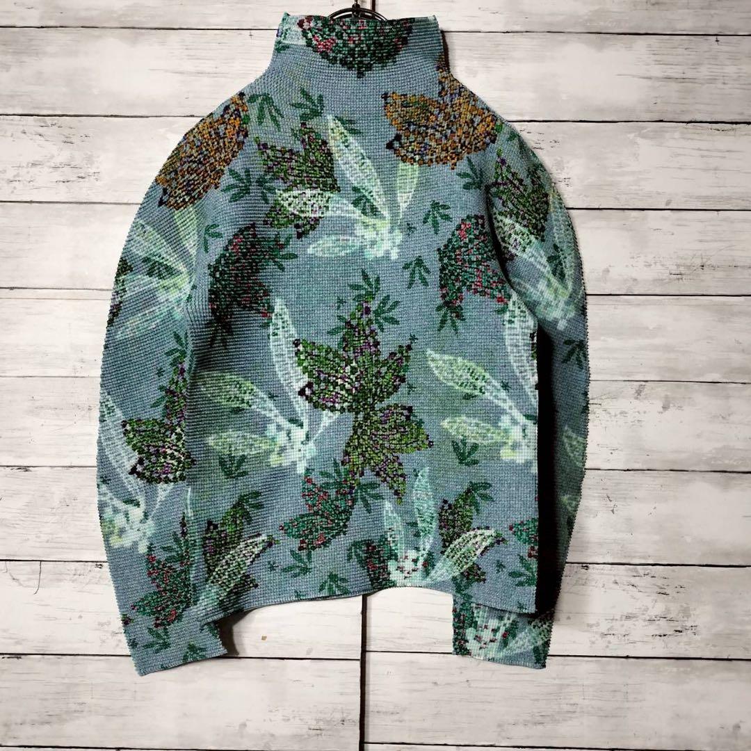 me by ISSEY MIYAKEハイネックカットソー リーフプリーツプリーズ