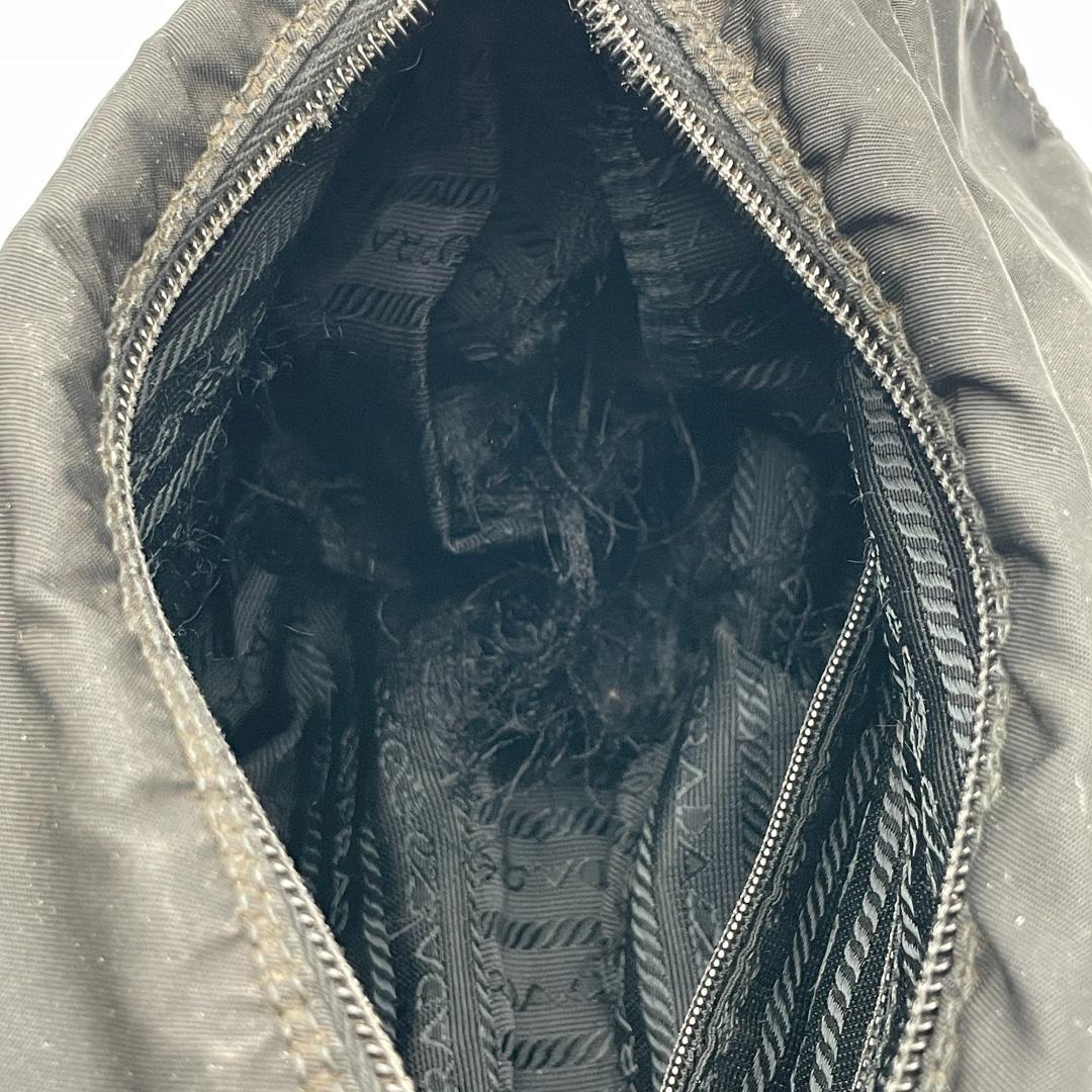 良品 PRADA ショルダーバッグ ナイロン ブラック 三角ロゴ