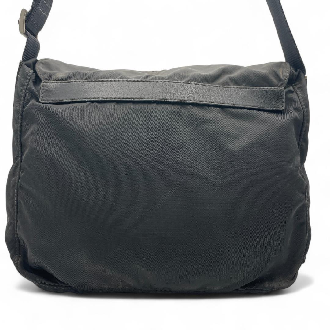 良品 PRADA ショルダーバッグ ナイロン ブラック 三角ロゴ