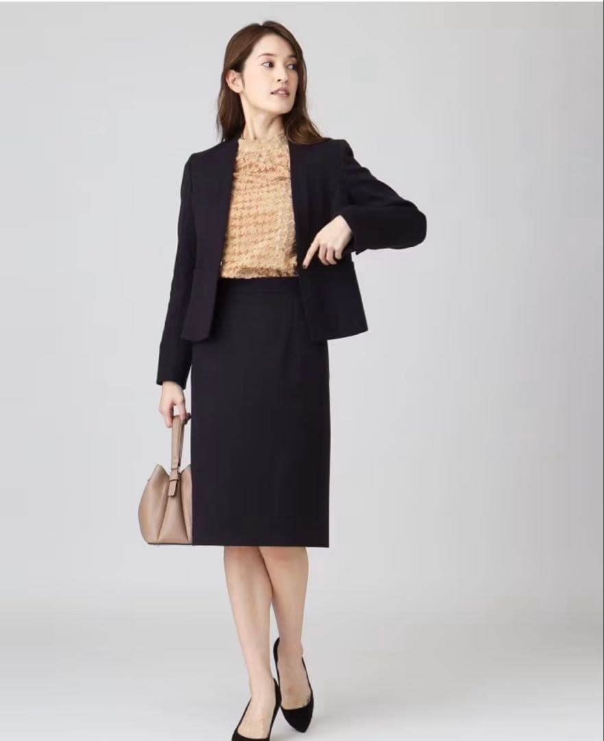 クードシャンス スーツセットアップネイビー ジャケット36 スカート38 日本製