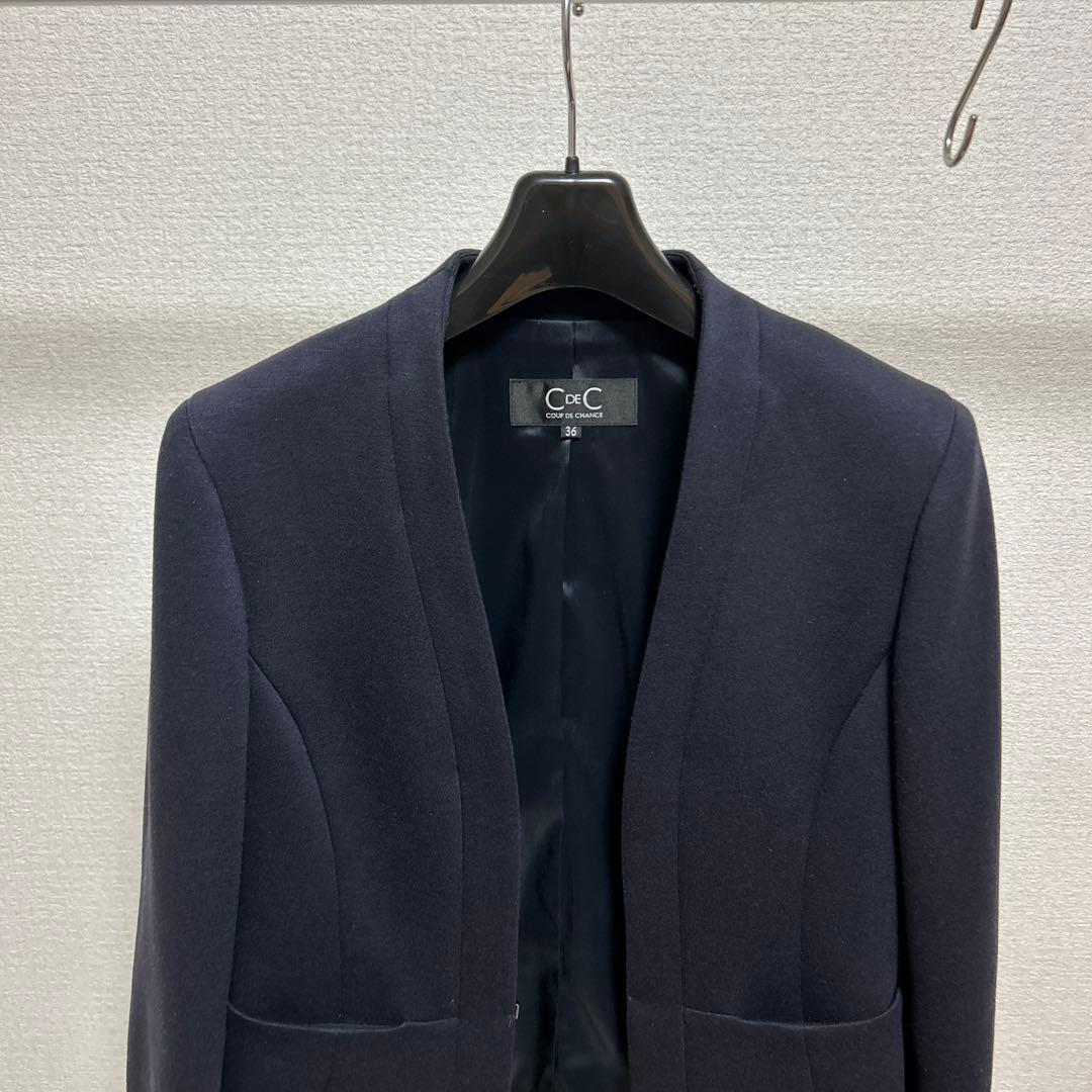 クードシャンス スーツセットアップネイビー ジャケット36 スカート38 日本製