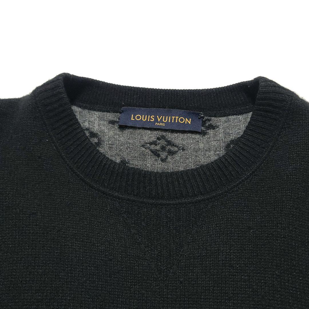 極美品 ルイヴィトン　カシミヤ ニット セーター ハーフ&ハーフ モノグラム 黒