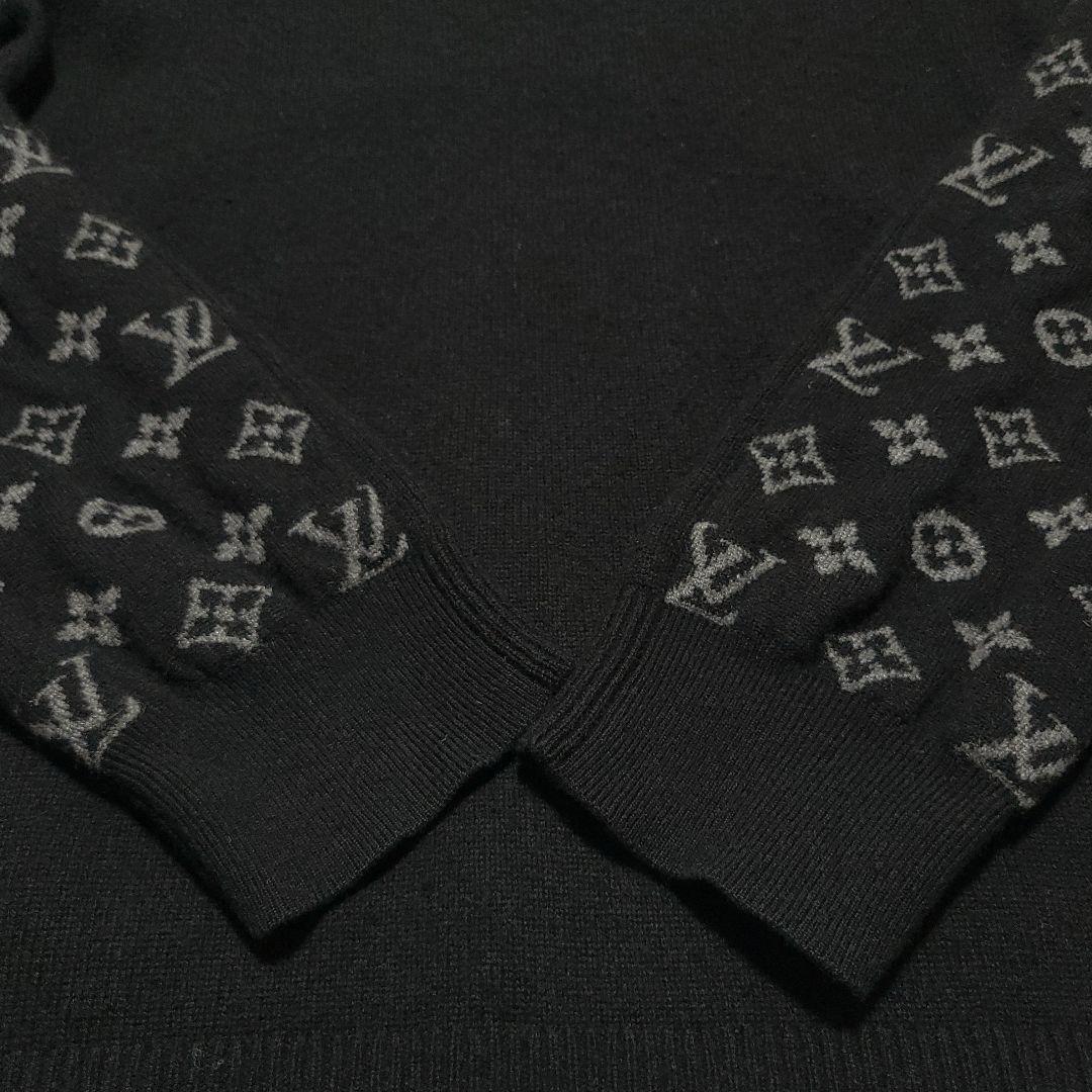 極美品 ルイヴィトン　カシミヤ ニット セーター ハーフ&ハーフ モノグラム 黒