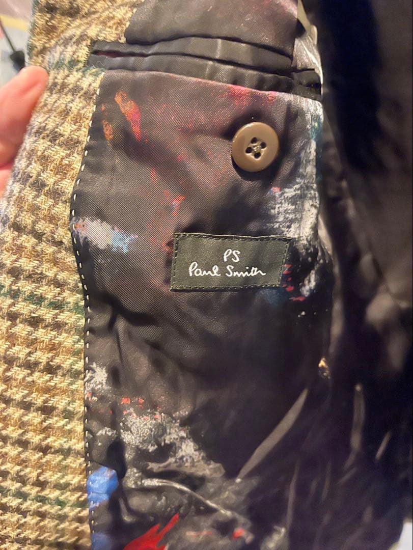 PSポールスミスMOON製ツイード　テーラード　ガンクラブチェックジャケット　L