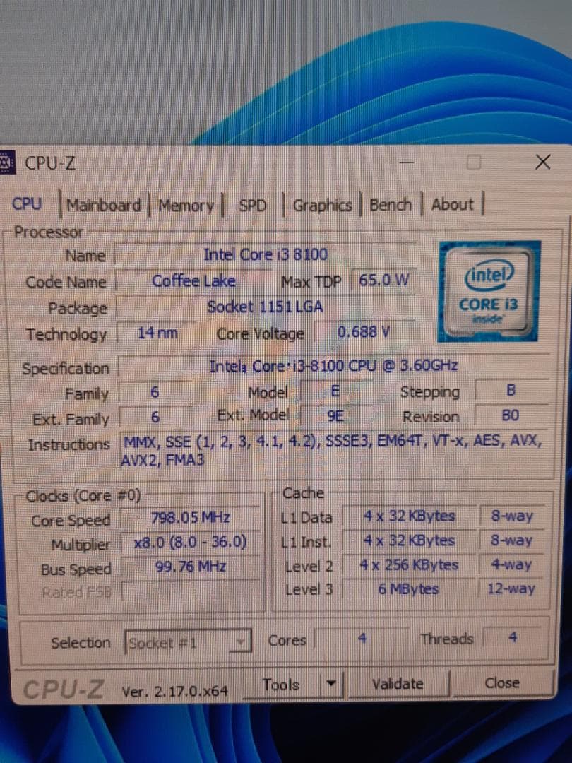 自作PC　i3 8100・8GB・SSD128GB・GTX750・Win11