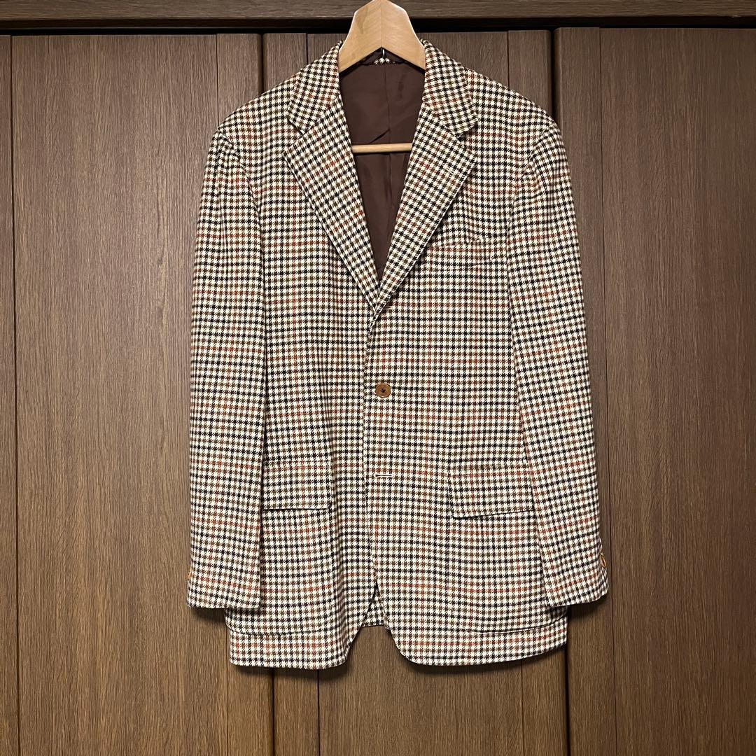 t*o様 48 L BEAMS ウール チェック ブレザー ブラウン / 日本製