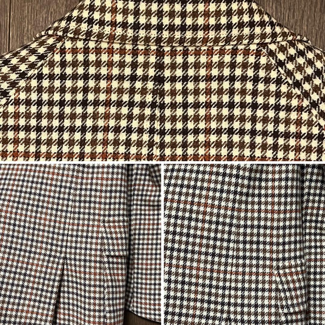 t*o様 48 L BEAMS ウール チェック ブレザー ブラウン / 日本製