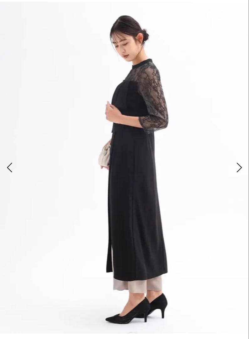 パンツレイヤードスリットドレス