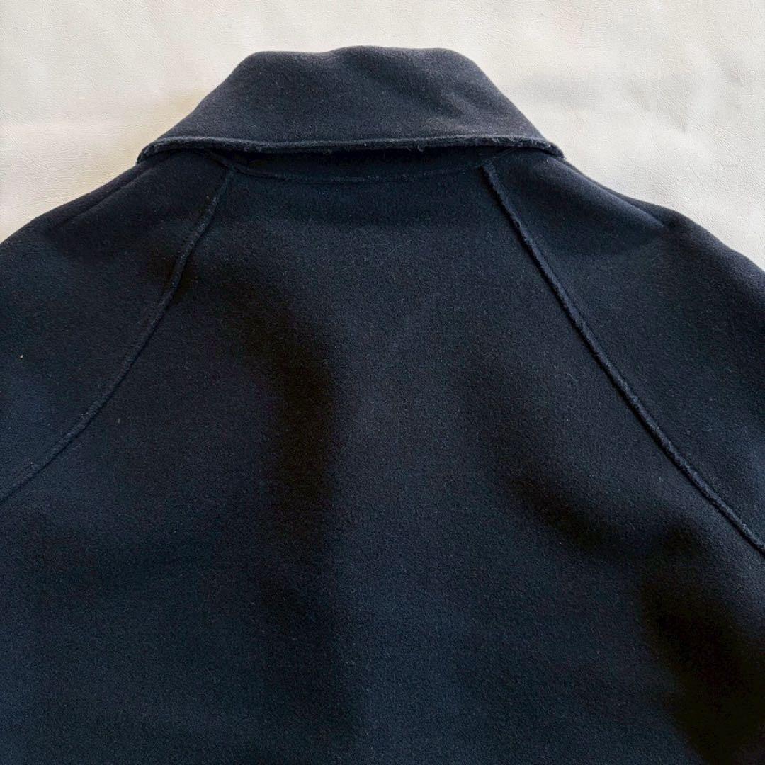 45rpm ウールコート サイズ2 M ブラック 丸襟 ロゴ刺繍 ミドル丈