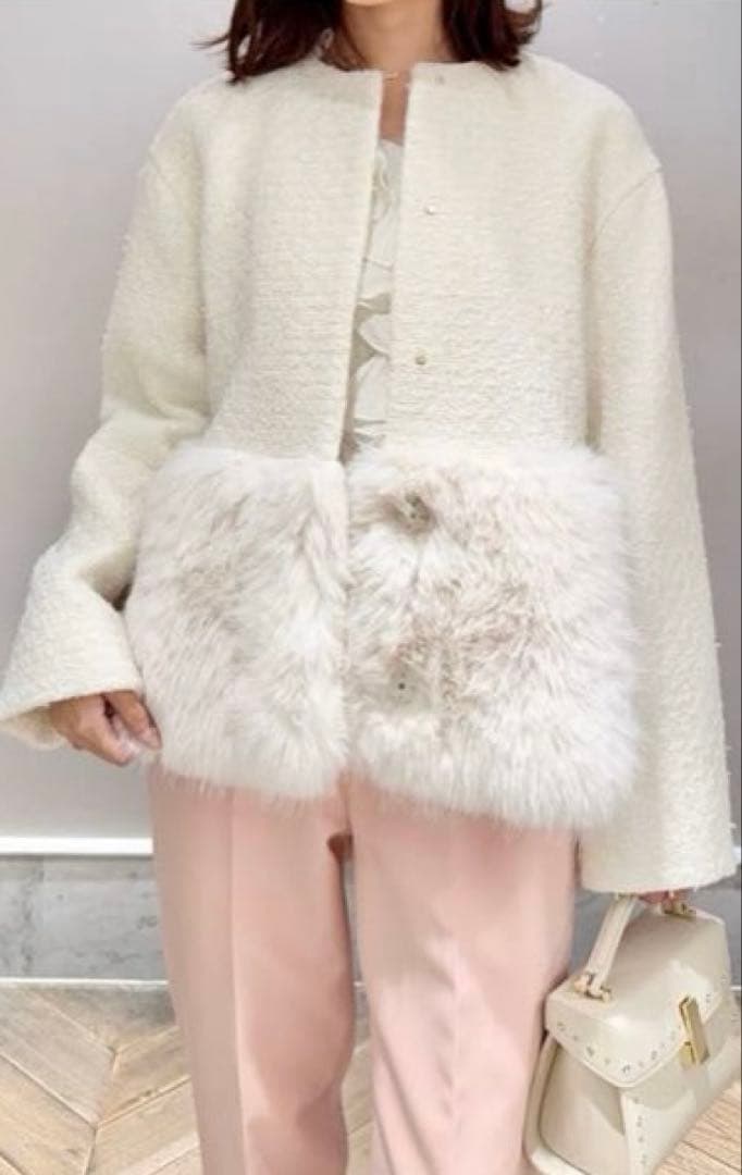 CELFORD ノーカラージャケット ホワイト