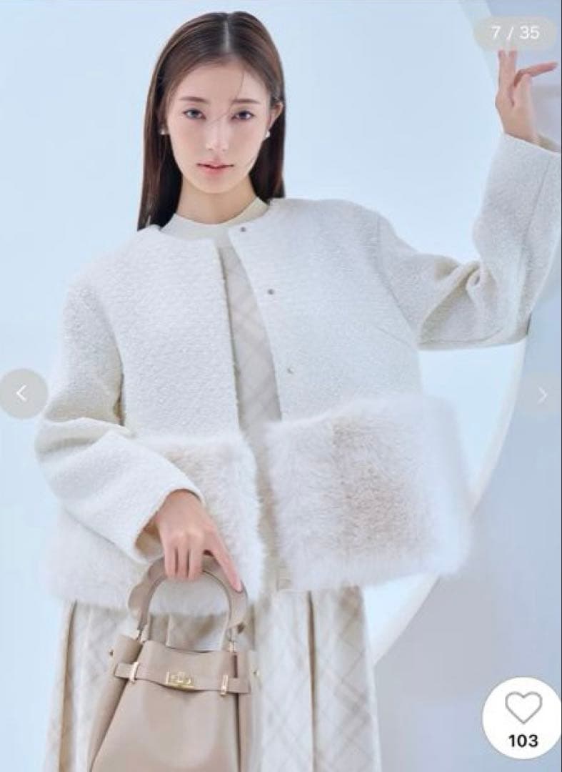 CELFORD ノーカラージャケット ホワイト