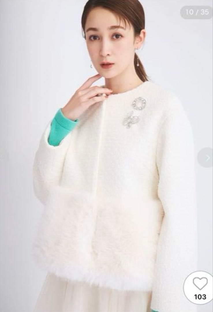 CELFORD ノーカラージャケット ホワイト