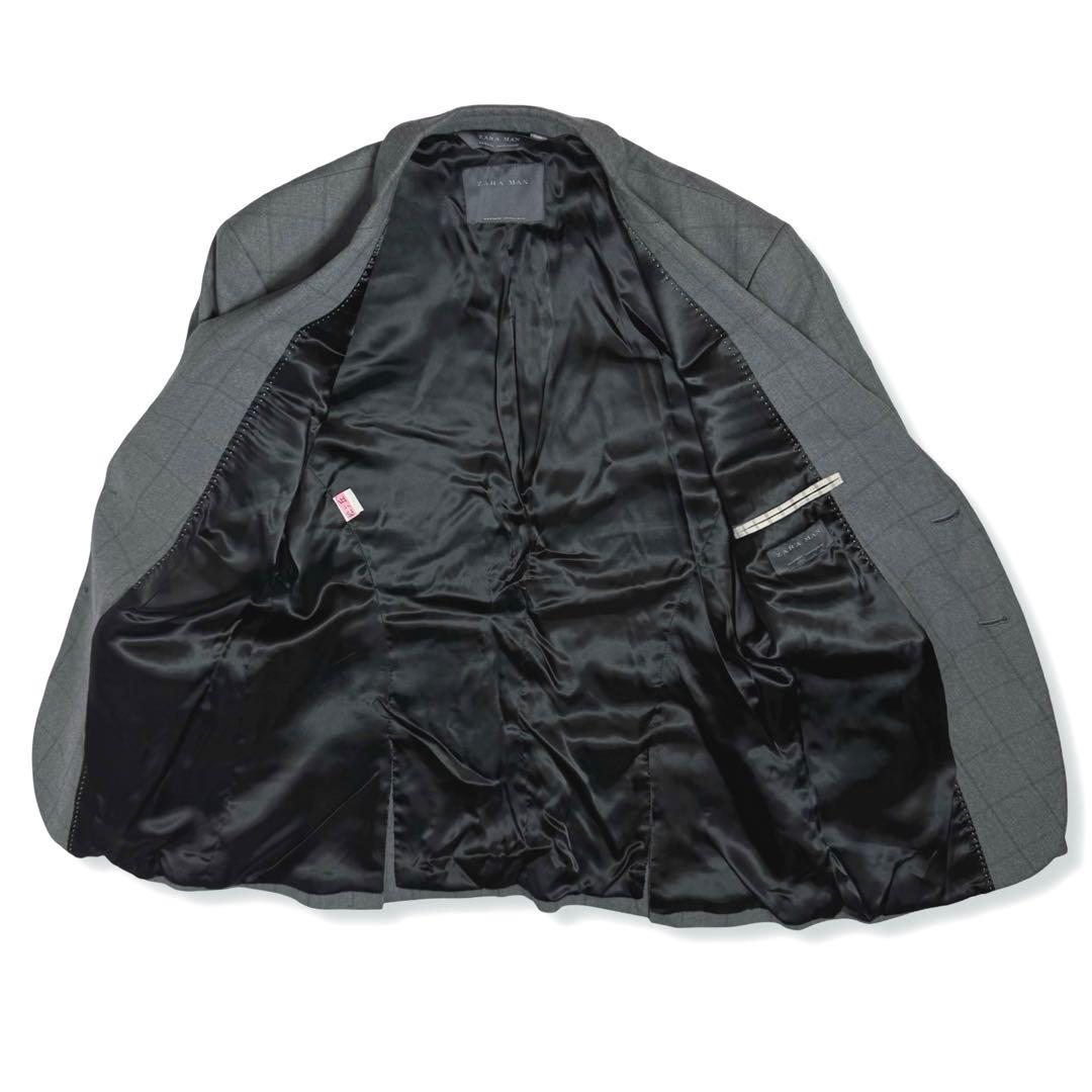 ZARA｜4wayストレッチグレーチェックシングルスーツセットアップ