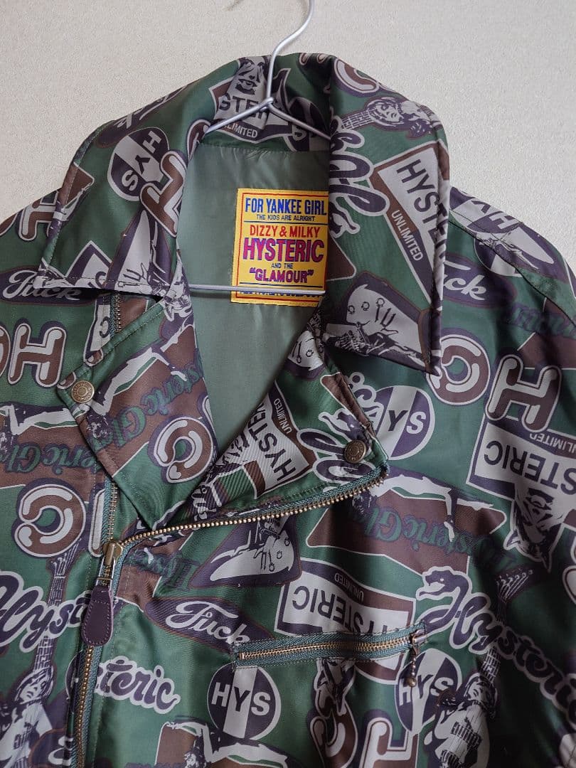 ヒステリックグラマー ライダースブルゾン カモフラージュ ギターガール ロゴ