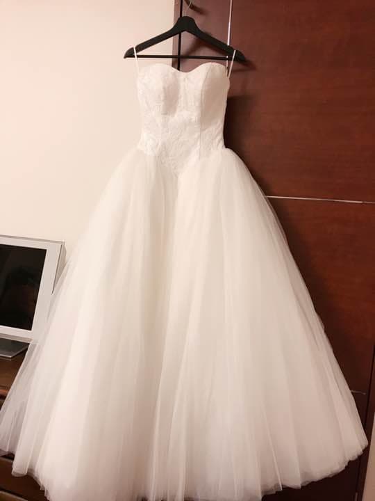 an様 ヴェラウォン風バレリーナウェディングドレスサッシュベルト ヘア飾りピアス