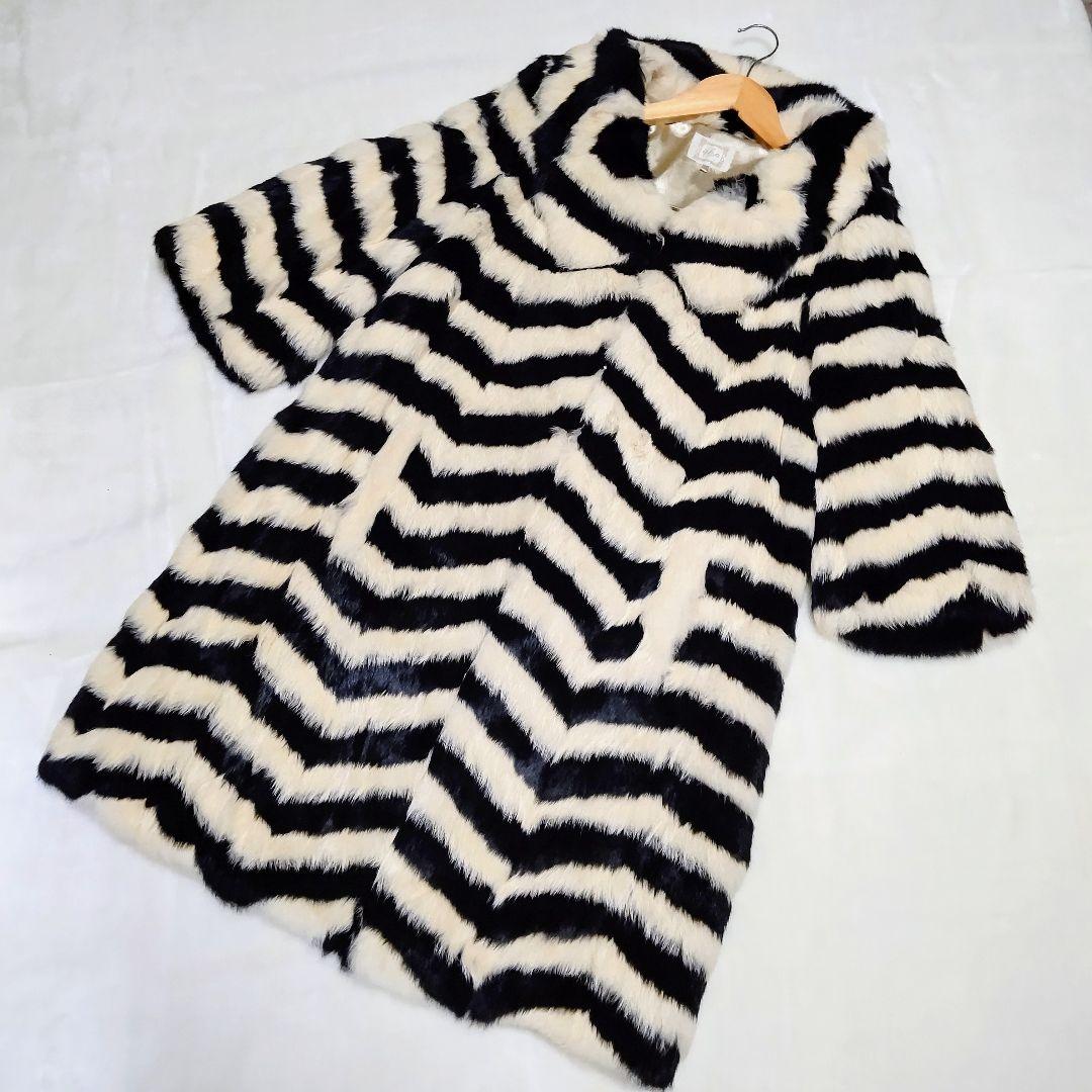 【極美品】ラビットファー リアルファー 毛皮 ボリューム ロングコート M