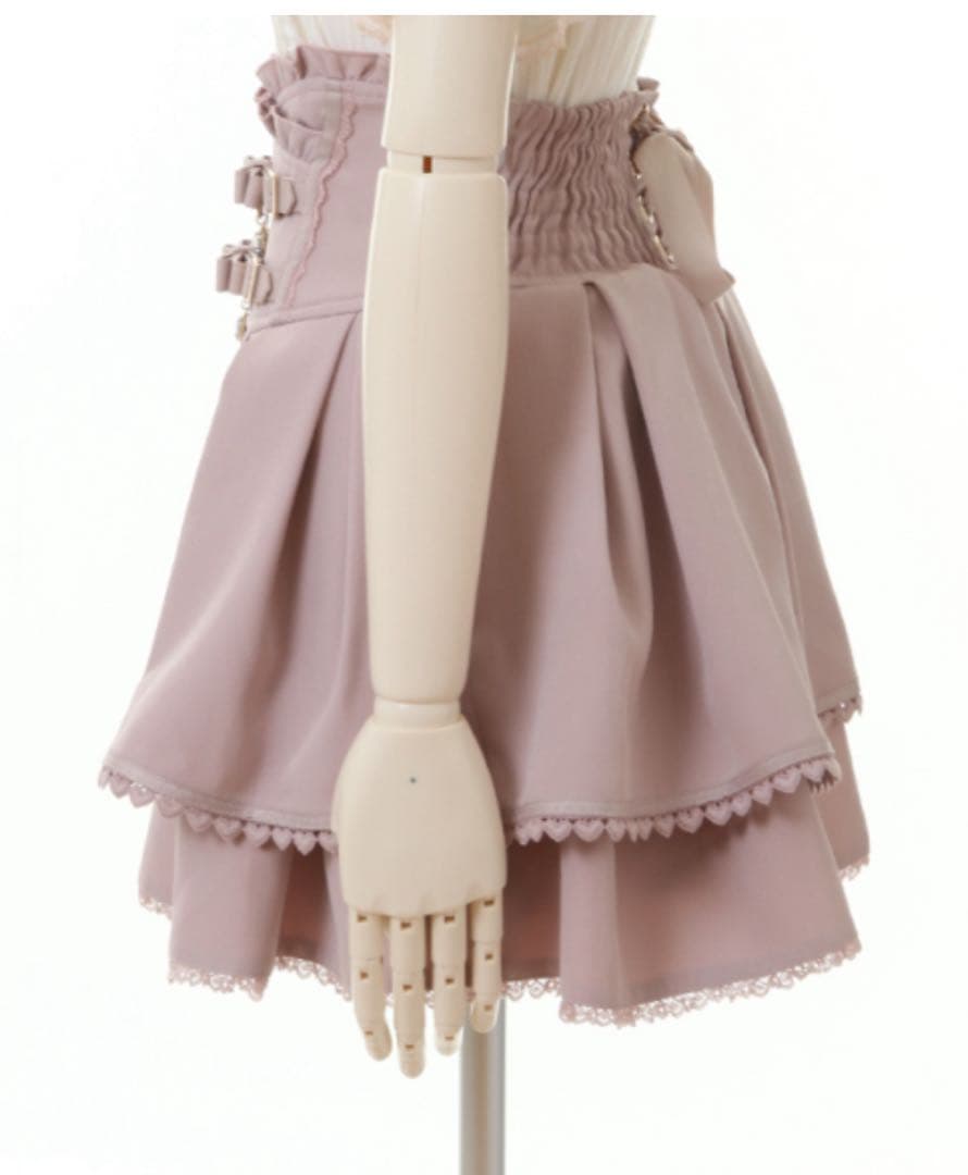 LIZLISA ピンク 2連リボンベルトスカパン スカート Lサイズ