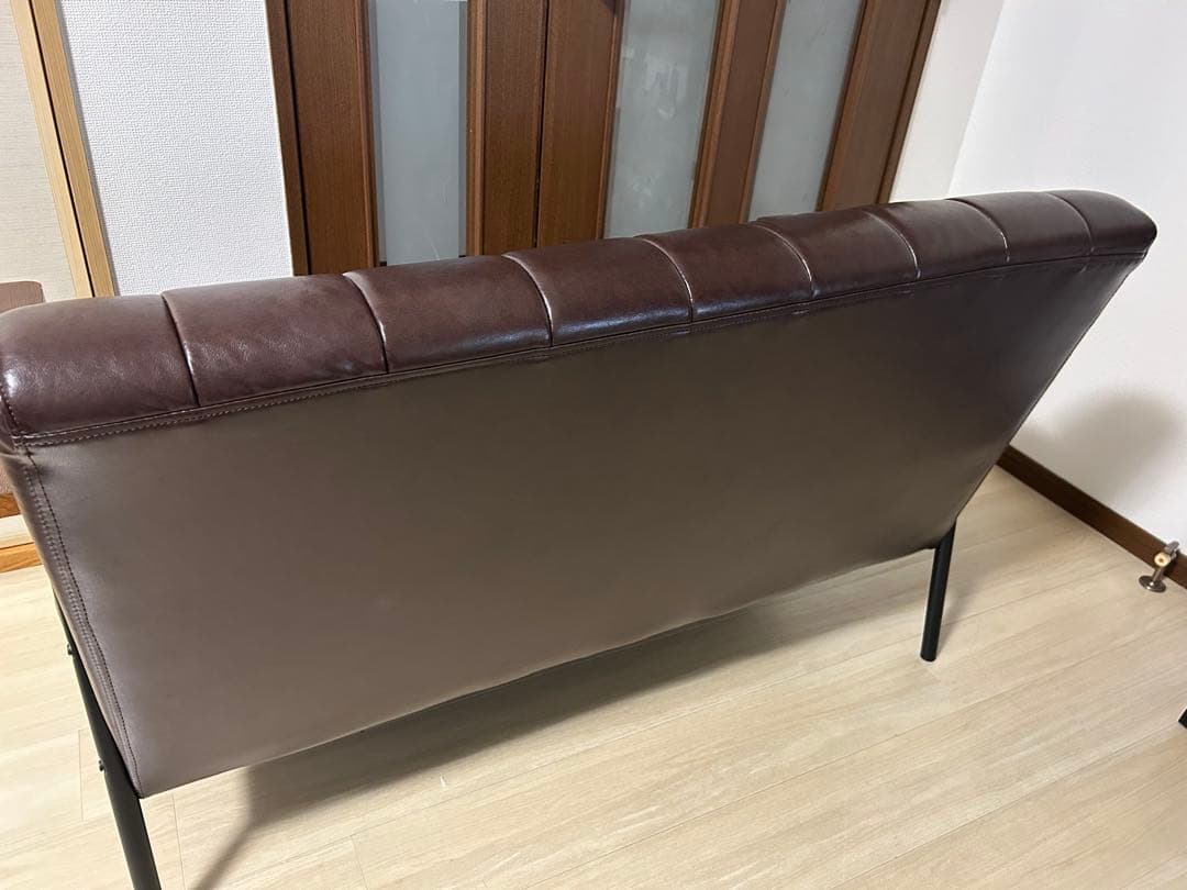 【引取り・着払】ニトリ合成皮革 2人掛けソファ