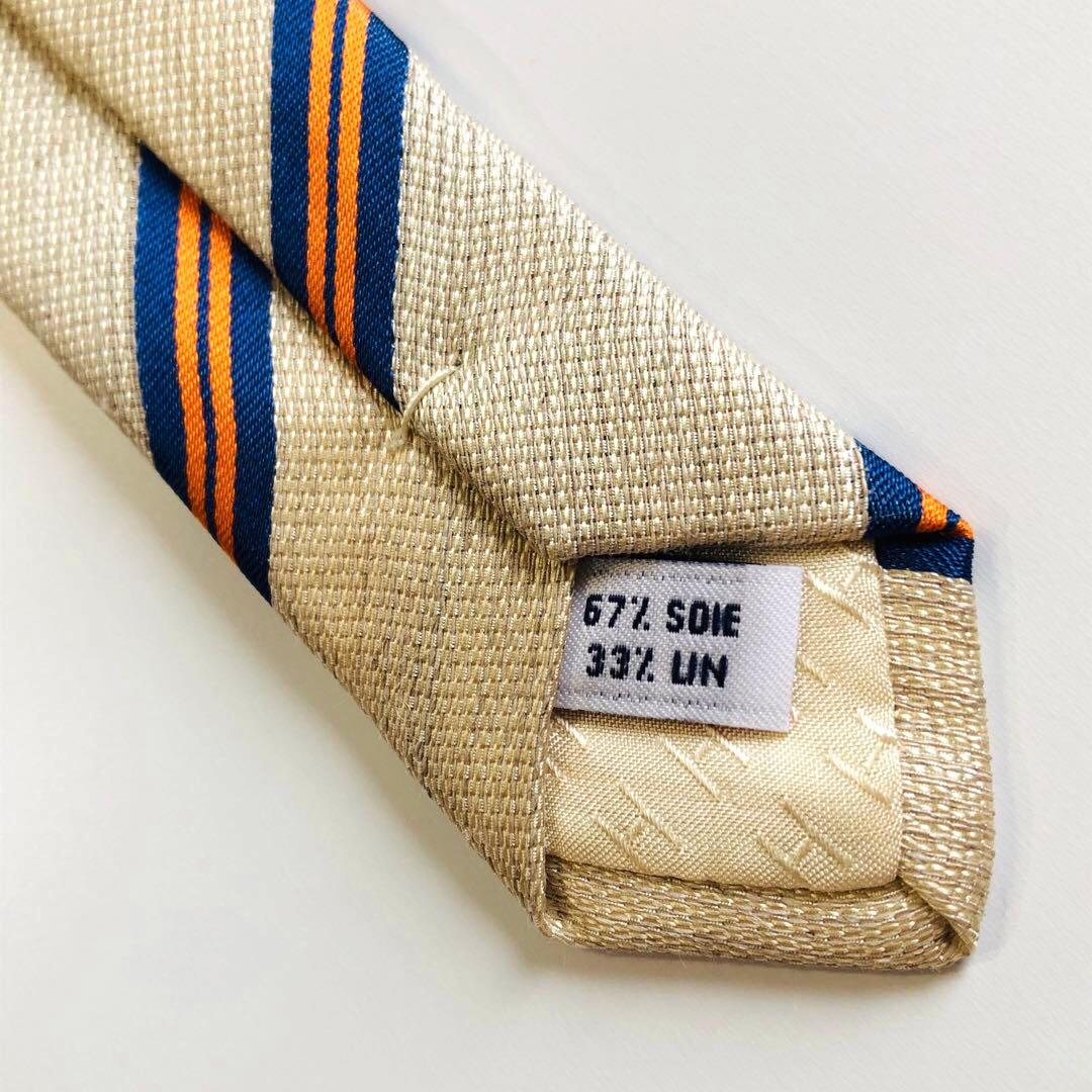 HERMES 子供用 ネクタイ ストライプ柄 ベージュ