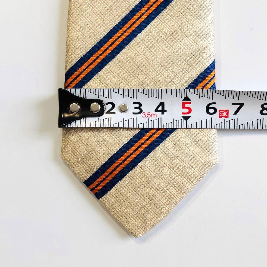 HERMES 子供用 ネクタイ ストライプ柄 ベージュ