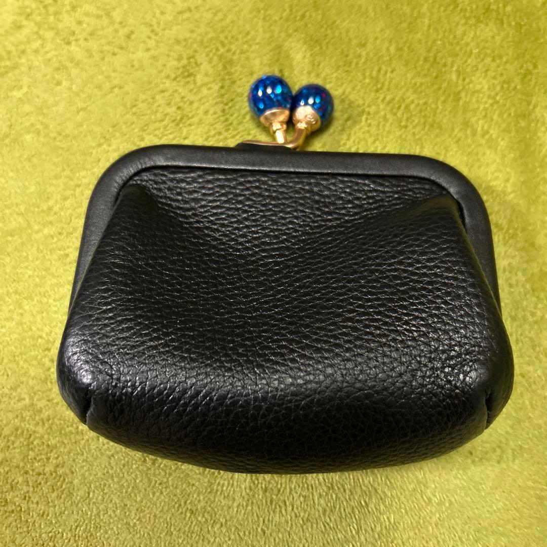 【美品】coachがま口 ケース　小銭入れ　黒 ブルーラメ