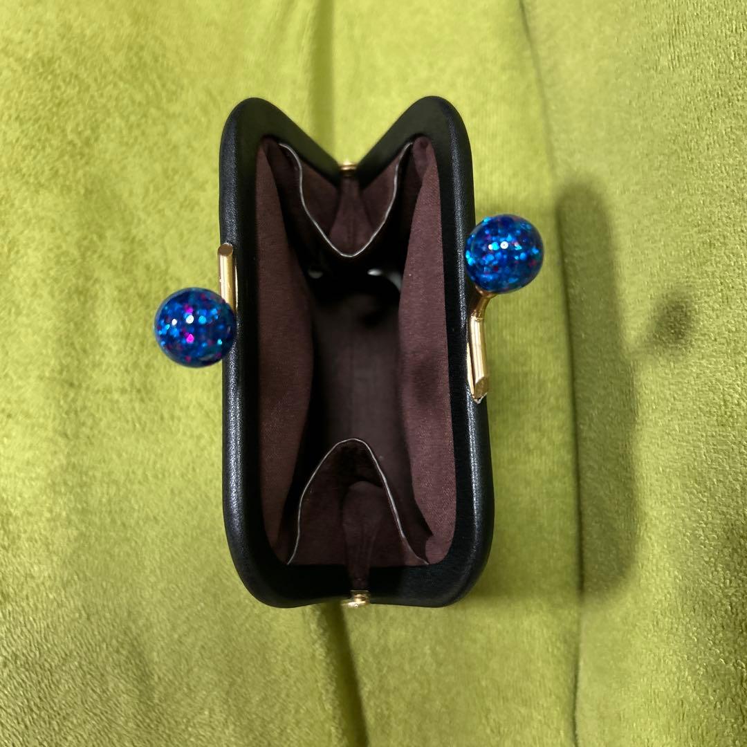 【美品】coachがま口 ケース　小銭入れ　黒 ブルーラメ