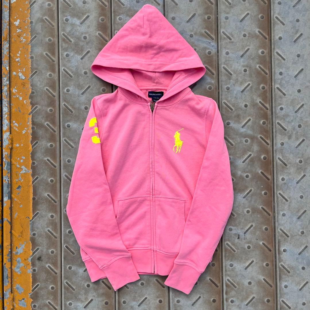 00s ラルフローレン ちびパーカー y2k 海外ガール ビッグポニー　ジップ