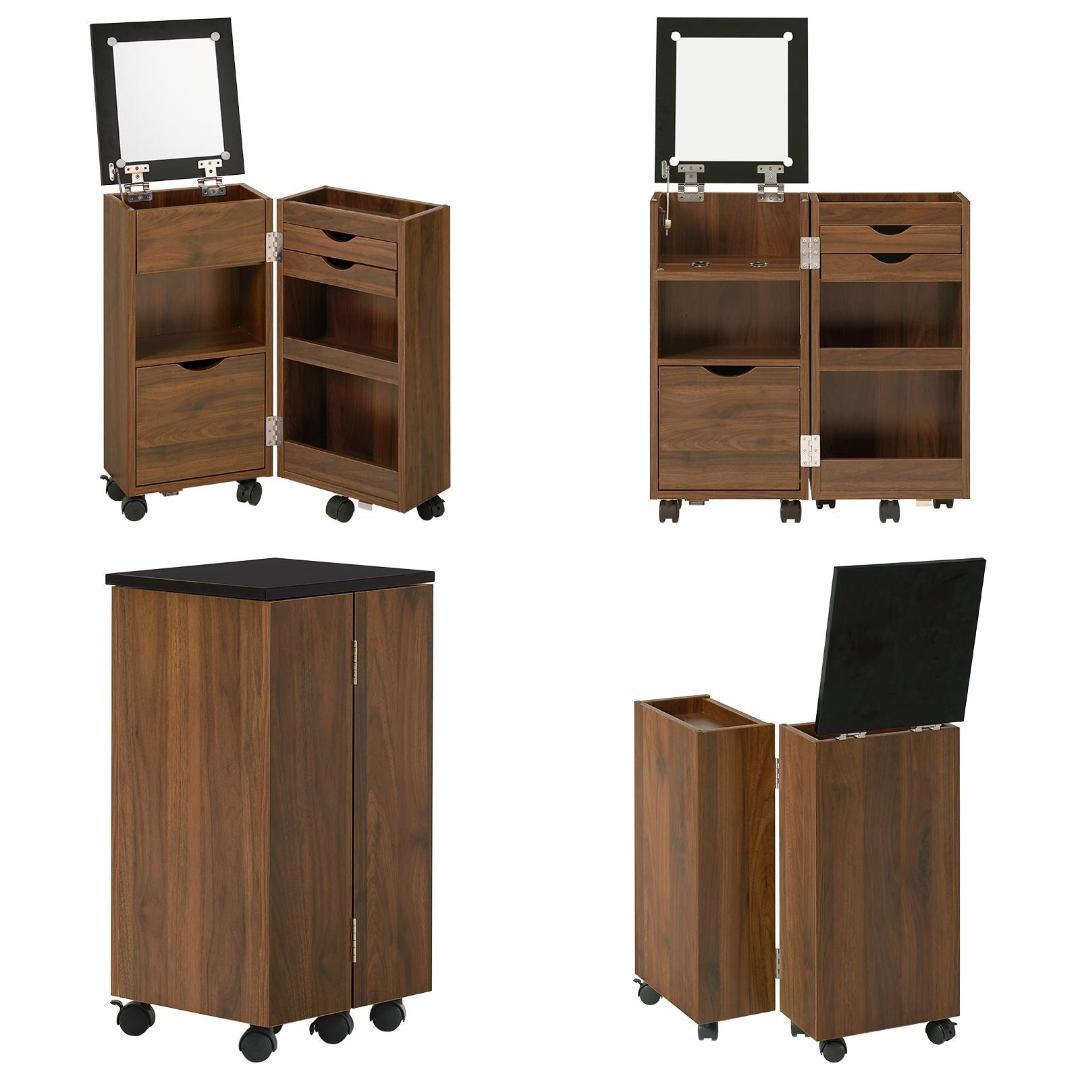 【送料無料】アウトレット★コスメドレッサーワゴン【ダークブラウン/ブラック】