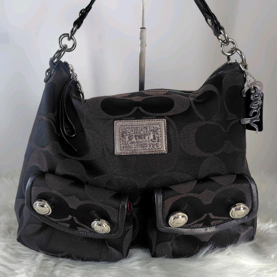 COACH　y2k poppy　ショルダーバッグ　黒　ポピー　大容量