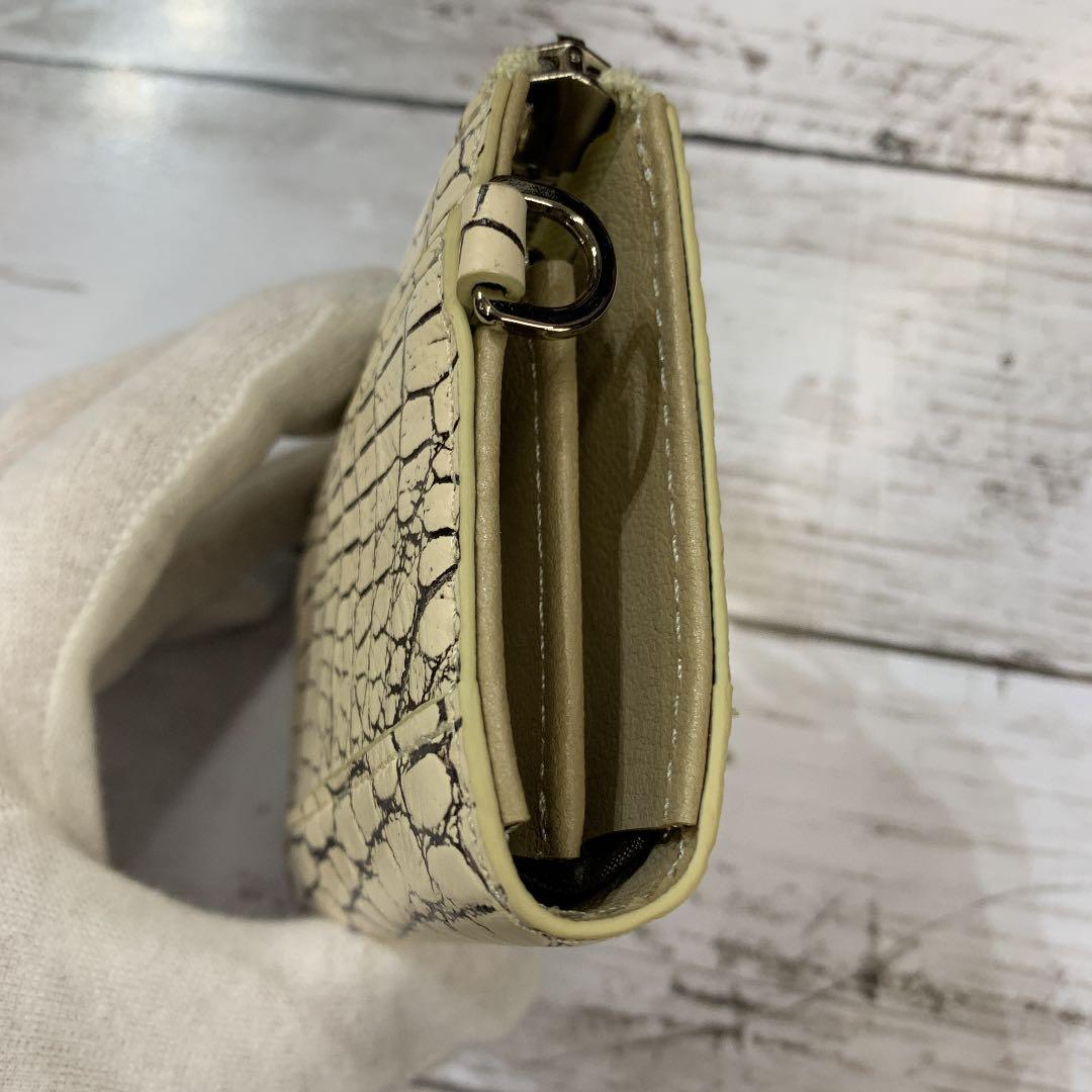 バニラクロコ・目地染・クロコダイル財布・L字型・コンパクト財布・ワニ革・鰐革