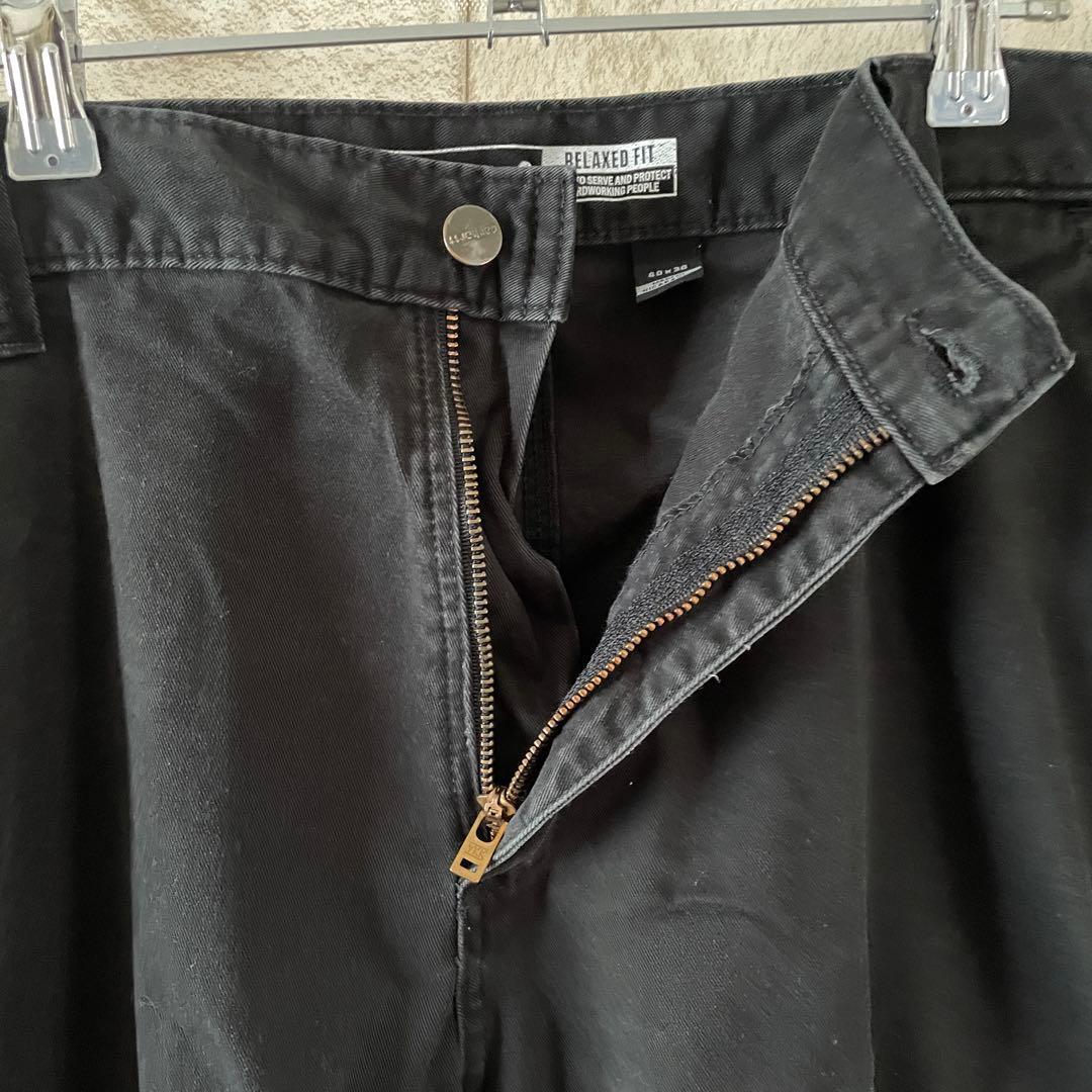 カーハート ワークパンツ 刺繍ロゴ ブラック 黒 40×30