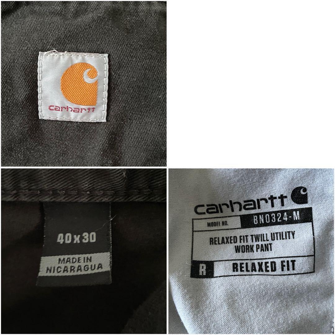 カーハート ワークパンツ 刺繍ロゴ ブラック 黒 40×30