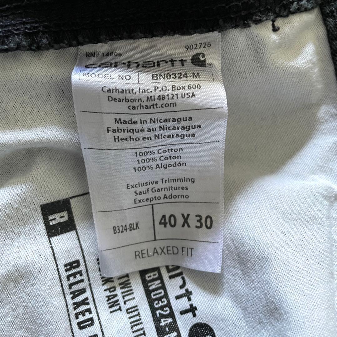 カーハート ワークパンツ 刺繍ロゴ ブラック 黒 40×30