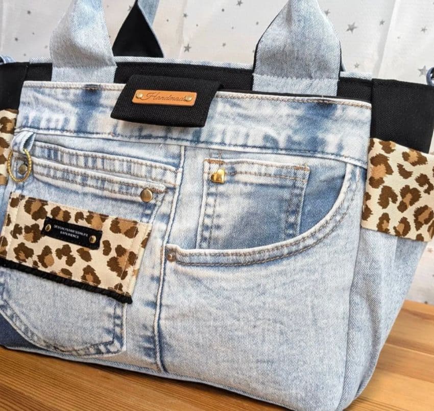 yuデニムリメイクバッグ（L）No.837 ☆バッグ（S）No.852