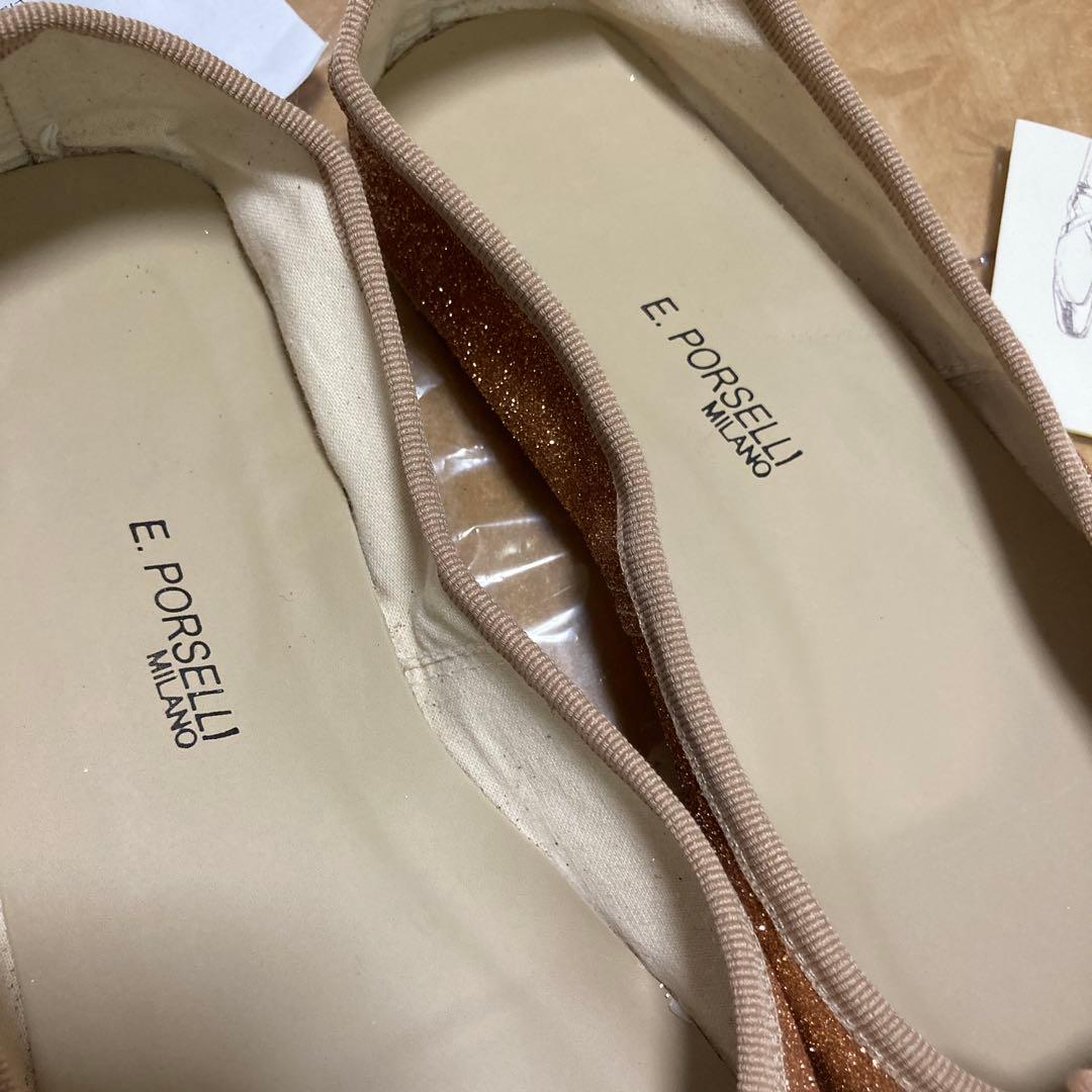 未使用⭐︎Porselliポルセリオレンジグリッターバレエシューズフラットシューズ