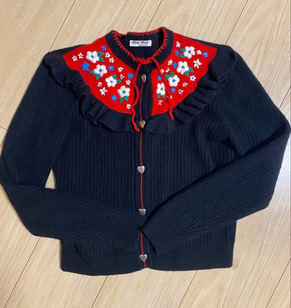 MIU MIU 花柄刺繍 カーディガン