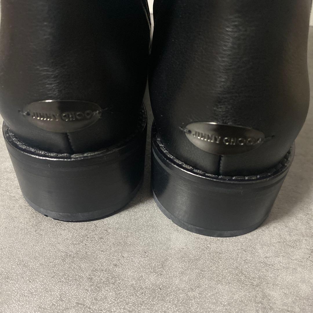 JIMMY CHOO ロングブーツ アーモンドトゥ スエード レザー 38 黒