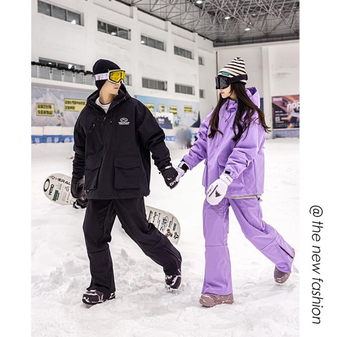 ブラック スノーボード 上下セット レディース　防水防風